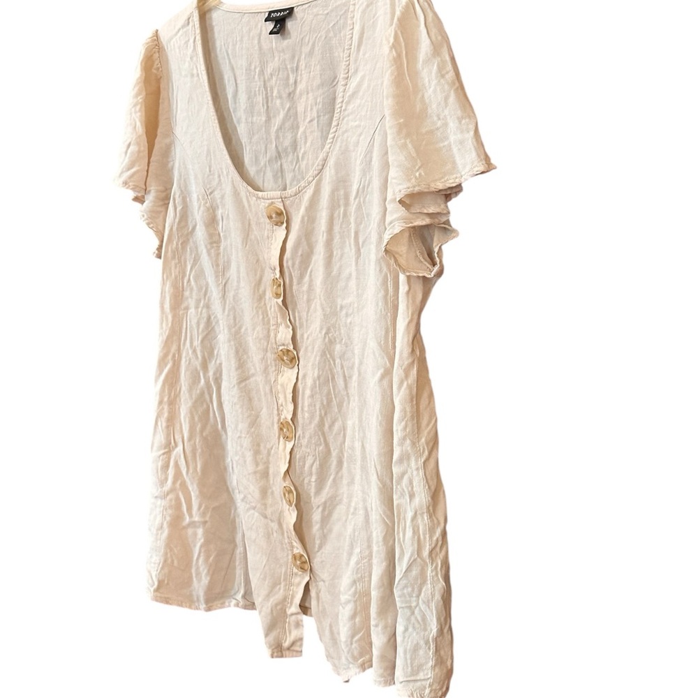 Torrid Womens Fit And Flare‎ Rayon Slub Button-Front Top Plus Size Neutral - Picture 4 of 9